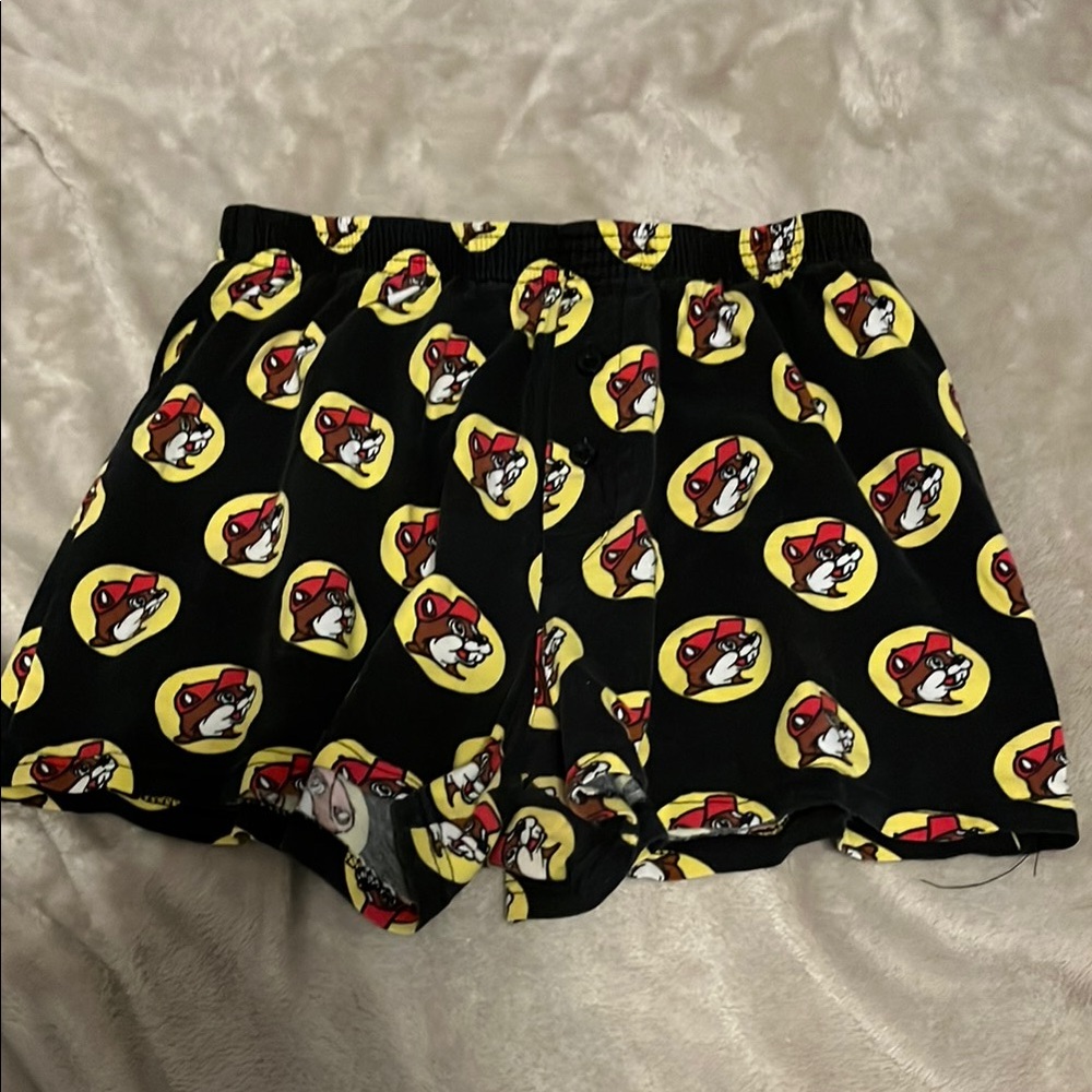Black Boxer Shorts with Cartoon Print